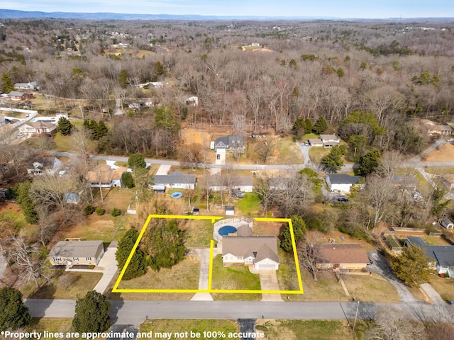 birds eye view of property with a residential view