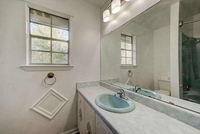 full bathroom featuring toilet and vanity