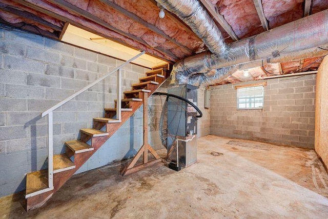 basement with stairs