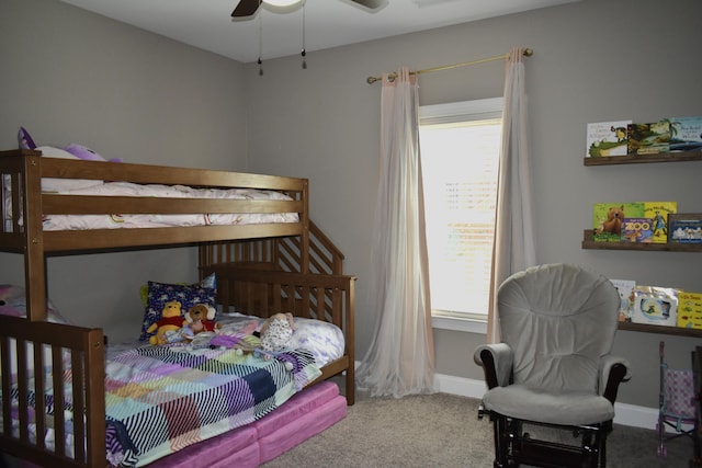 bedroom with baseboards, multiple windows, visible vents, and carpet flooring