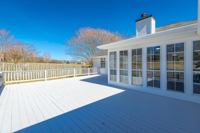 wooden terrace featuring fence