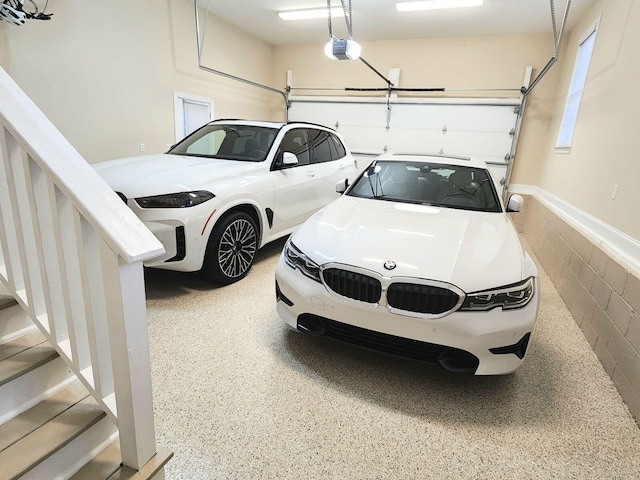 garage with a garage door opener