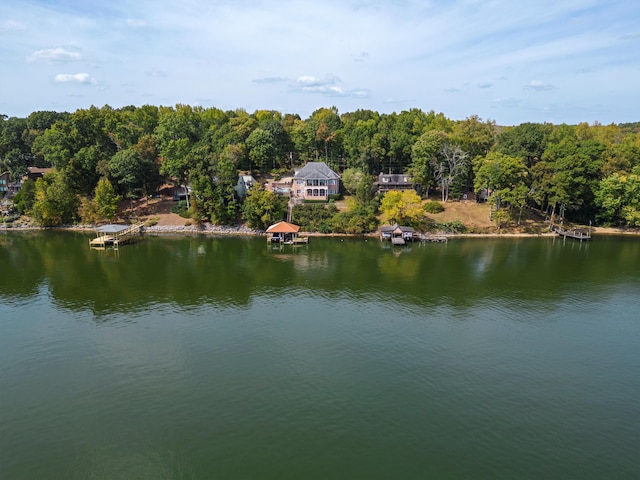 property view of water with a view of trees