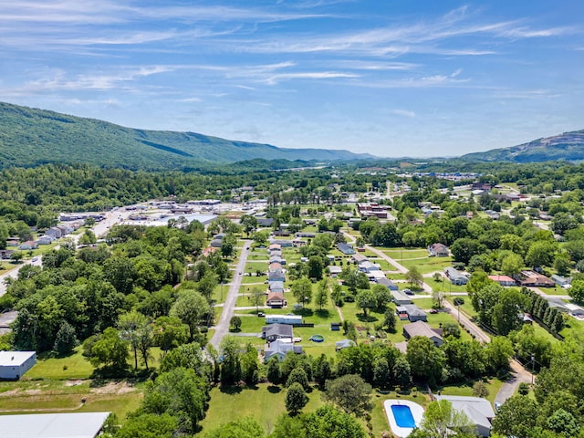 bird's eye view with a residential view and a mountain view