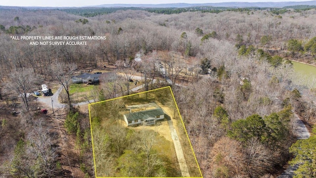 aerial view featuring a forest view