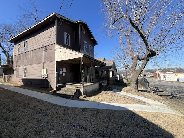 view of home's exterior with a porch