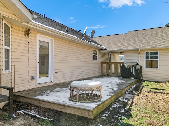 deck featuring grilling area