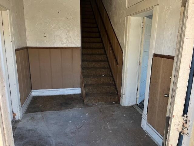 stairway with wainscoting