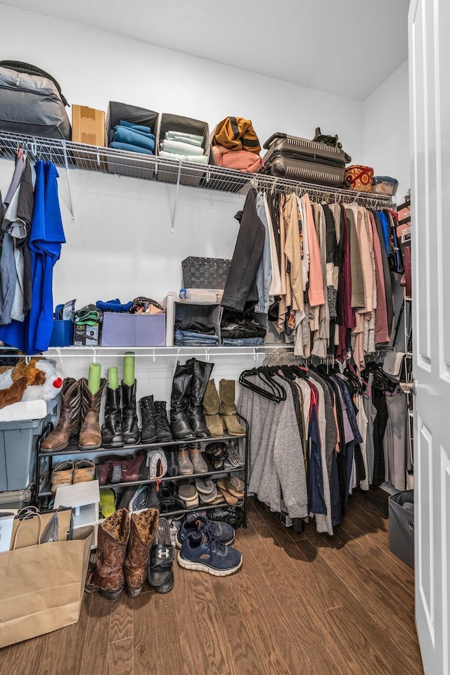 spacious closet with wood finished floors