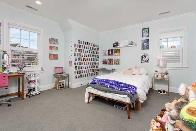619 Hill Pointe Ln, Chattanooga, TN 37405 - bedroom with visible vents, multiple windows, and crown molding