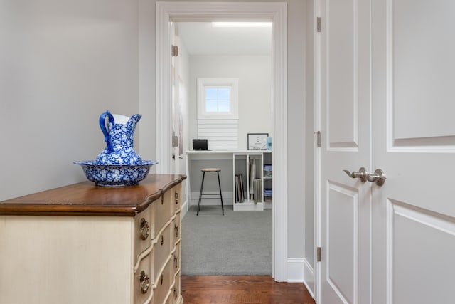 619 Hill Pointe Ln, Chattanooga, TN 37405 - hall with dark colored carpet and dark wood-style flooring