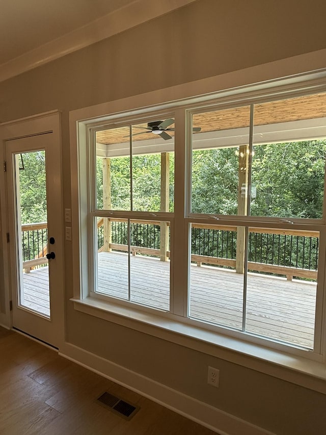 7189 Paxton Cir Unit 32, Hixson, TN 37343 - doorway to outside with wood finished floors, plenty of natural light, and a ceiling fan
