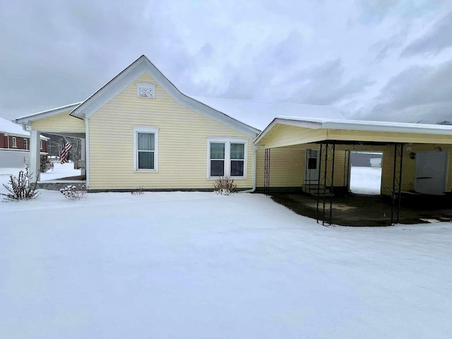 view of snow covered property