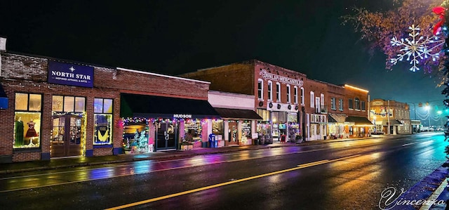 view of property at night