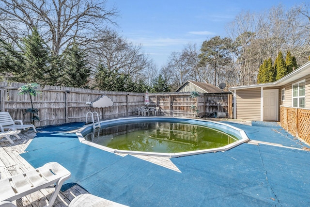 view of pool featuring a fenced in pool and a fenced backyard