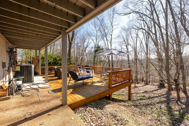 wooden deck with cooling unit