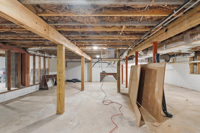 view of unfinished basement