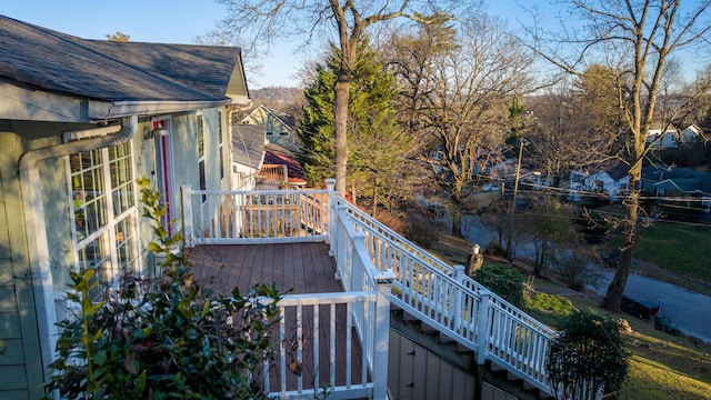 deck featuring stairway