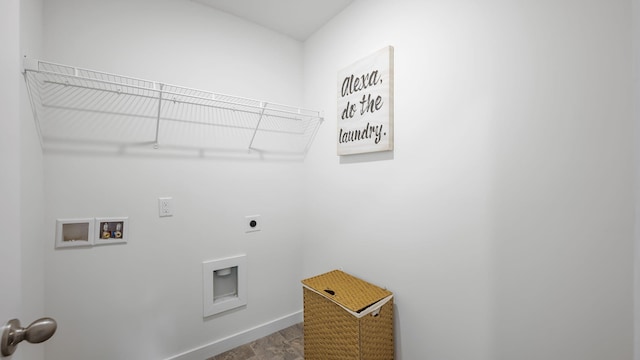 washroom featuring baseboards, laundry area, hookup for a washing machine, and hookup for an electric dryer