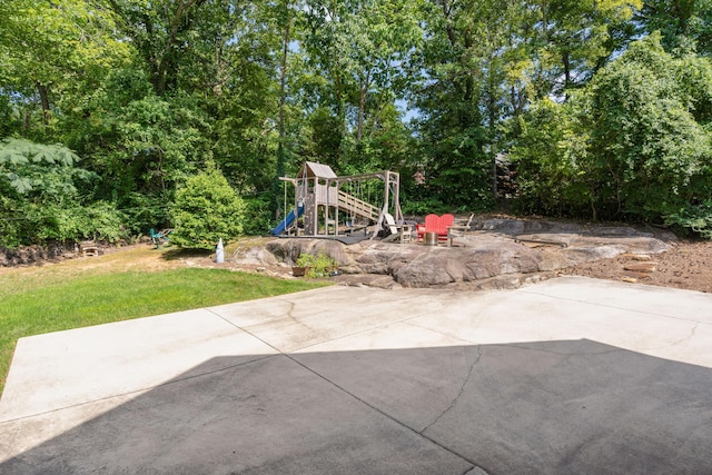 view of patio / terrace featuring a playground