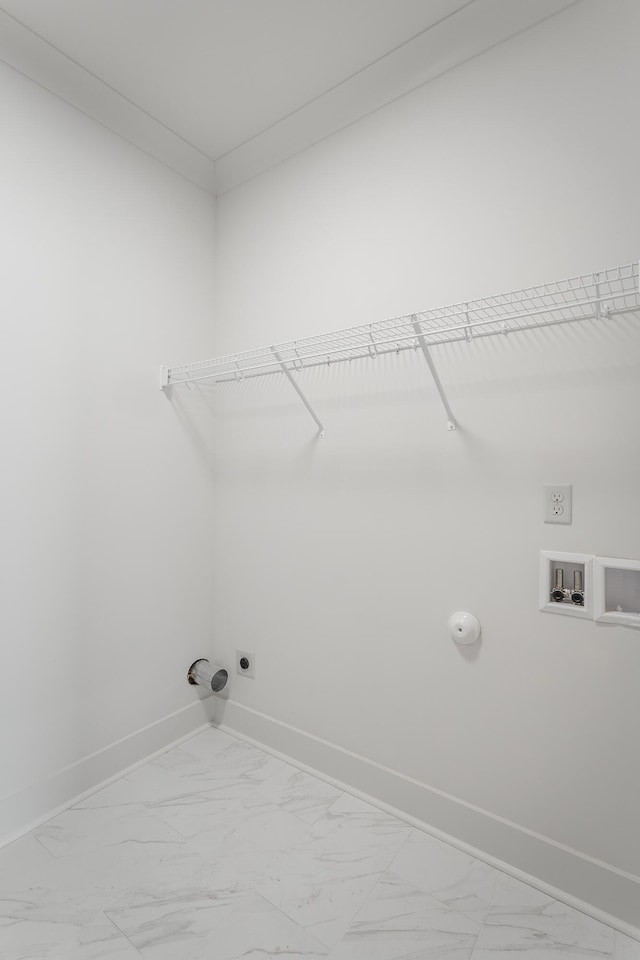 washroom featuring baseboards, laundry area, washer hookup, and hookup for an electric dryer