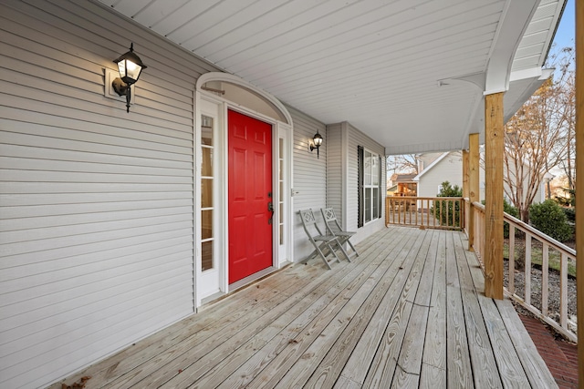 deck featuring a porch