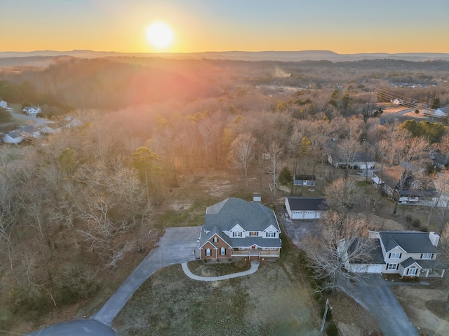 drone / aerial view with a mountain view