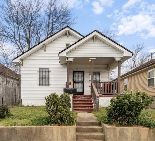 bungalow featuring a porch