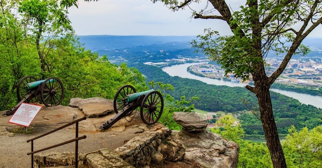 mountain view featuring a wooded view