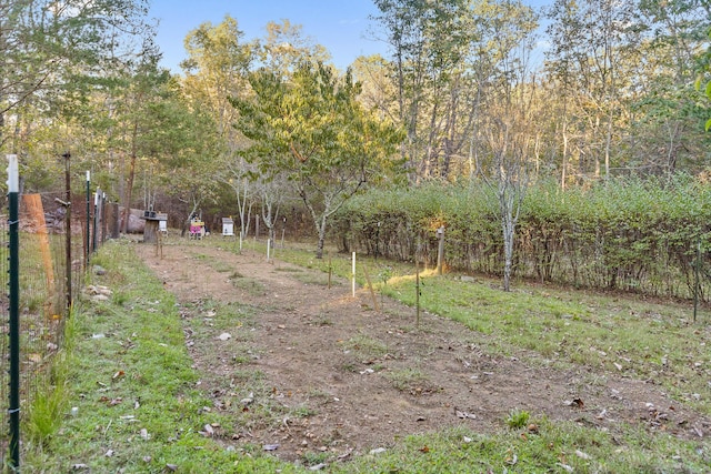 view of street featuring driveway and a wooded view