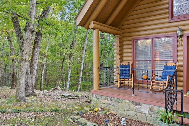 deck with a porch