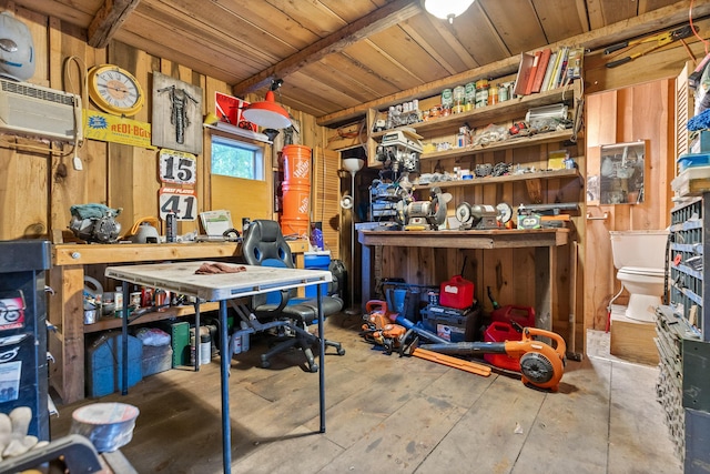 storage featuring a wall mounted AC