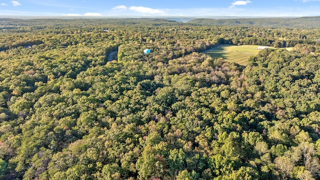 birds eye view of property with a wooded view