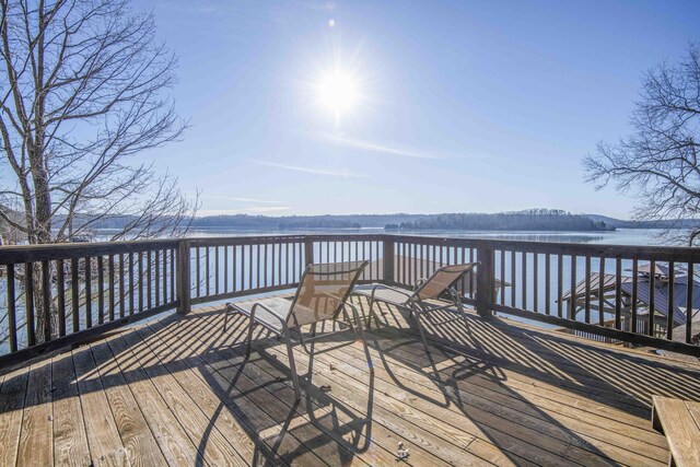 deck with a water view