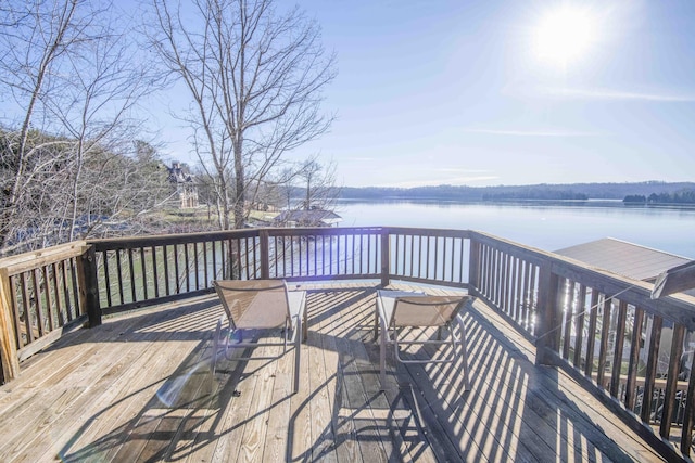 deck with a water view
