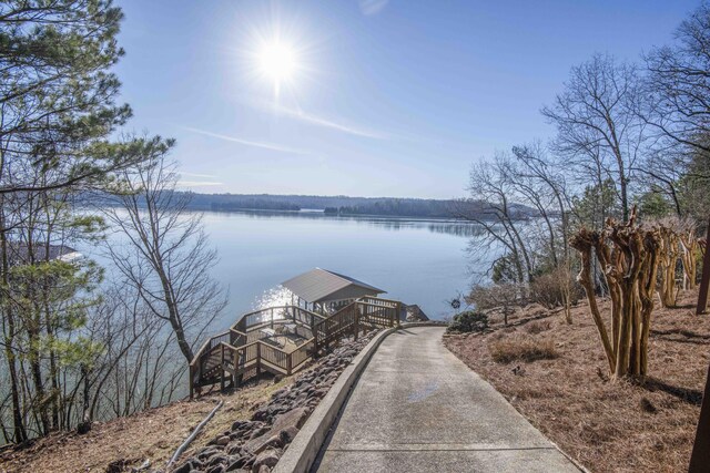 water view with a boat dock