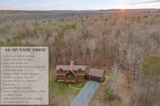 46 No Name Dr, Dunlap, TN 37327 - aerial view of property and surrounding area featuring a forest