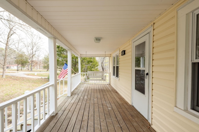 deck featuring a porch