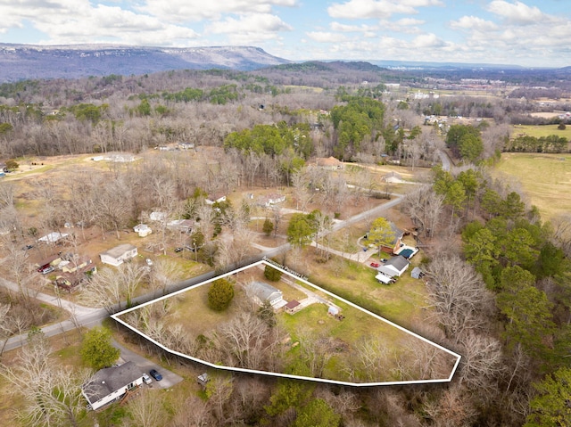 drone / aerial view with a mountain view