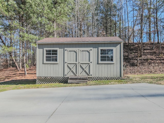 view of shed