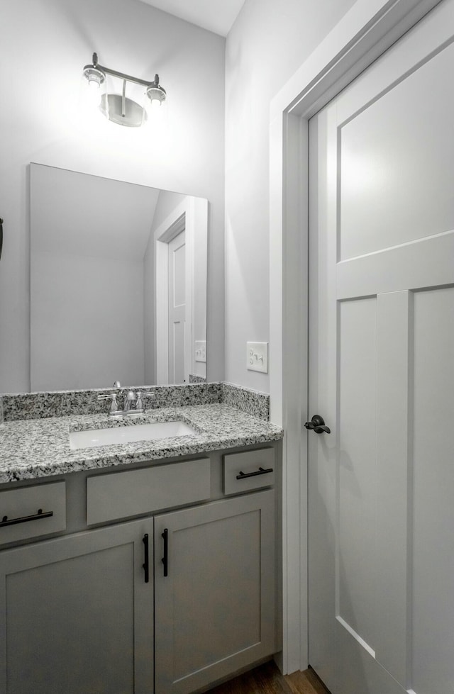 bathroom with vanity and wood finished floors