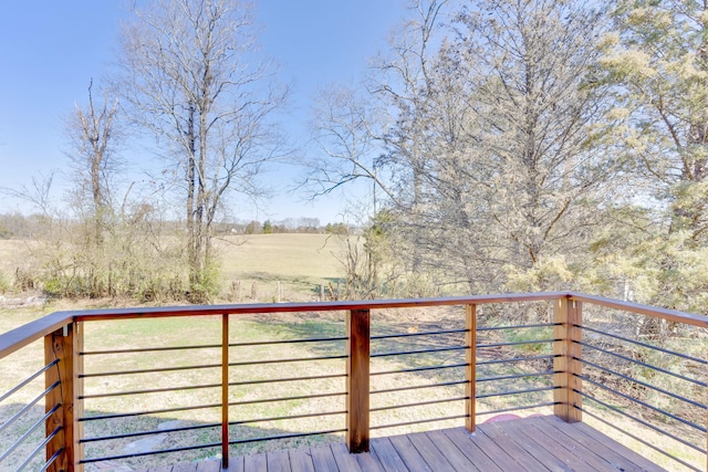 deck featuring a rural view