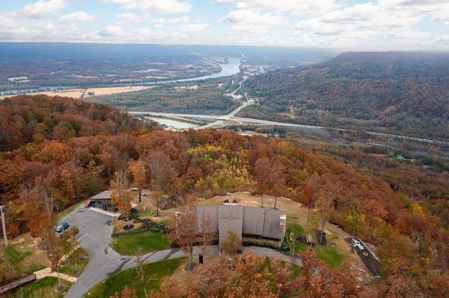 aerial view with a wooded view