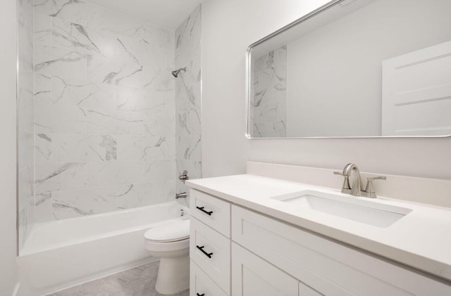 full bathroom with toilet, shower / bathtub combination, and vanity