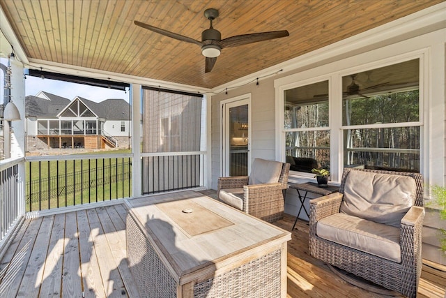deck featuring ceiling fan