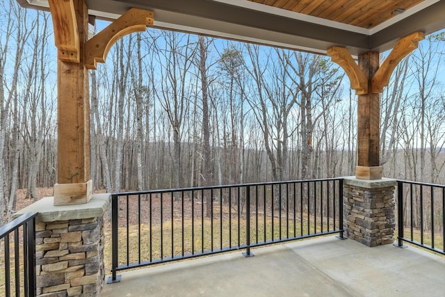 balcony with a view of trees