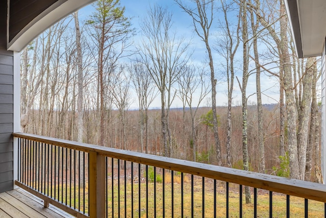 deck with a view of trees