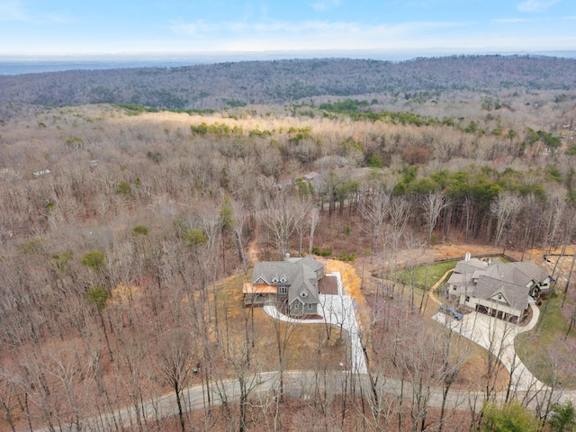 bird's eye view with a view of trees