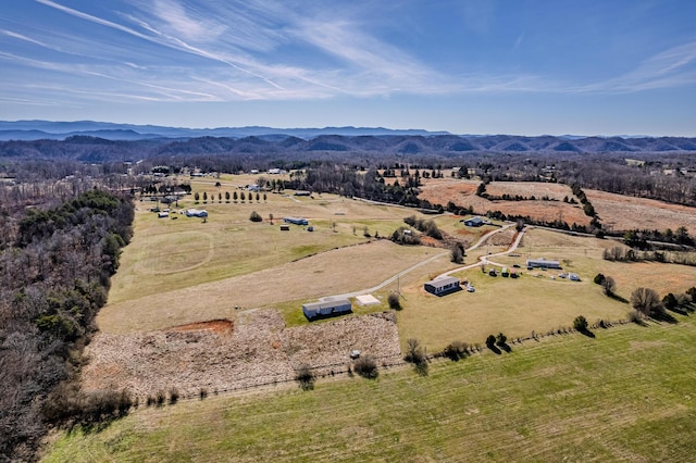 aerial view with a rural view and a mountain view