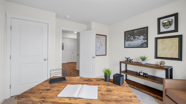 home office with baseboards